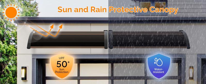 VINGLI Window Awning Door Canopy Exterior, Awnings for Doors Polycarbonate Cover Patio Door Awning Rain Snow Sunlight Protection Hollow Sheet