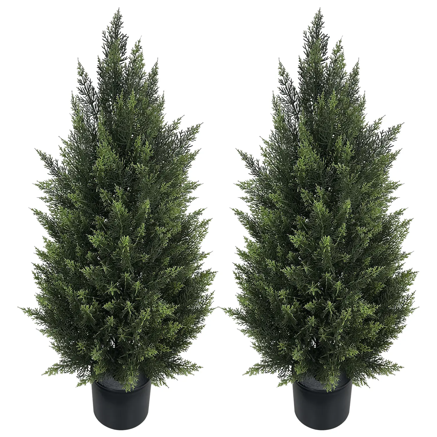 2-Pack 3ft Artificial Evergreen Cedar Trees - Realistic Fake Plants for Indoor, Outdoor Aesthetic Home Decor