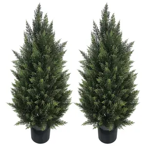 3ft Artificial Evergreen Cedar Trees - Realistic Fake Plants for Indoor Outdoor Decor(2 Pack) aesthetic decor