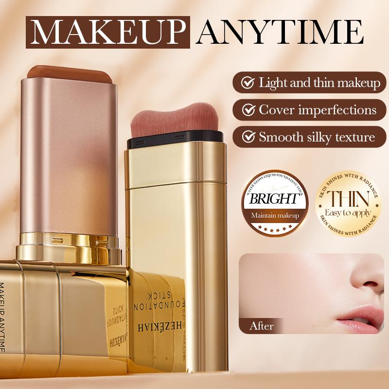 Dual-Ended Foundation Concealer Stick, Dual-ended with Built-in Brush, Makeup Anytime,Moisturizing & Lightweight