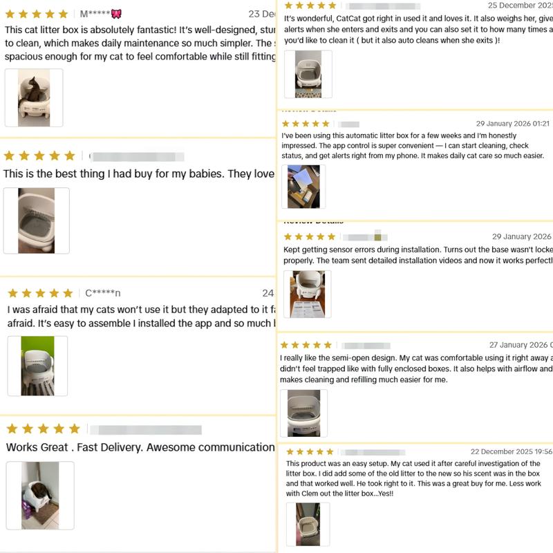 PARUUNTYS x TAYACICY Self Cleaning Litter Box,Open Top Automatic Litter Box with App Control for Multiple Cats, Safety Sensors Protection, Odor Control Includes 2 roll Liners,Large Waste Bin, Cream White(Only supports 2.4G Wifi)