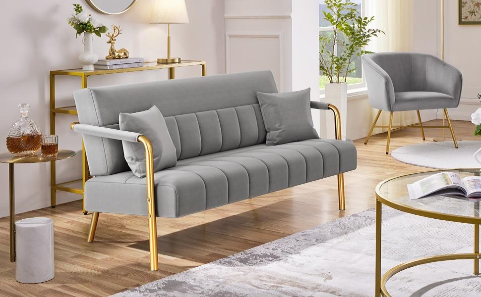 Yaheetech 56.5" W Modern Loveseat 2 Seater 2 Pillows Sofa Luxurious Velvet Fabric Couch for Bedroom, Home Office, Studio Yaheetech 56.5" W Modern Loveseat 2 Seater 2 Pillows Sofa Luxurious Velvet Fabric Couch for Bedroom, Home Office, Studio