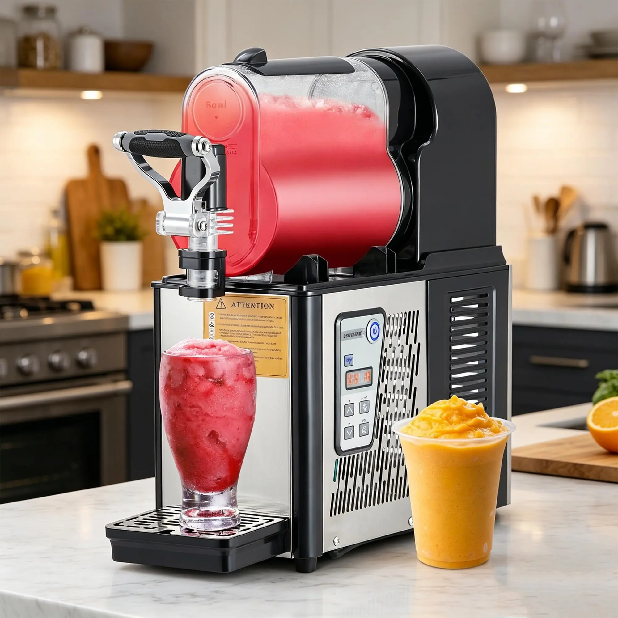 Commercial Slush Machine - 3L Single BPA-Free PC Tank Frozen Drink Maker, 300W LED Light-Equipped Unit with Digital Control, Adjustable Slush Hardness, Self-Cleaner Design, Compact Construction for Bars & Restaurants