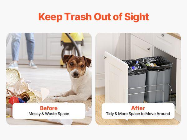 Double Pullout Waste Container Kitchen Trash Can with Soft Close Grey 27QTx2