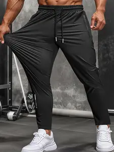 Men’s high-stretch casual business jogger pants with an elastic waistband, zippered pockets, lightweight cool-touch fabric, and a straight cut—suitable for golf, casual wear, and everyday use.