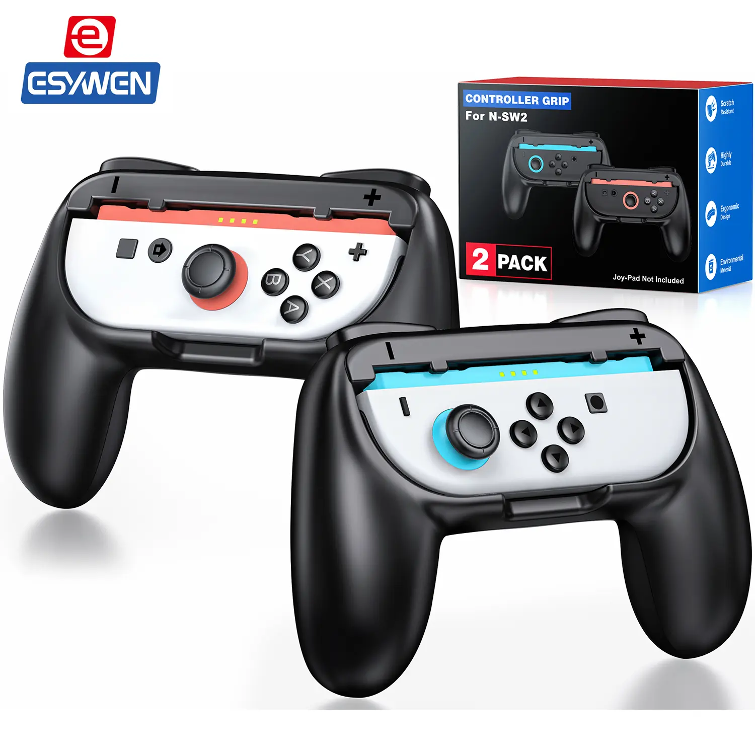 ESYWEN for Switch 2 Joy-Con Grip (2025), Switch 2 Controller Grips for Nintendo Switch 2 Joy-Con, Ergonomic Anti-Slip Hand Grip, Switch 2 Comfort Accessories, 2 Pack (Black),back to school,back to school haul