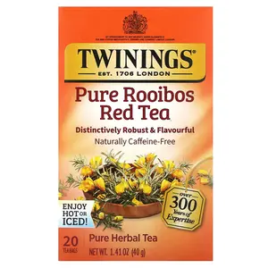Twinings Pure Herbal Tea, Pure Rooibos Red Tea, Caffeine Free, 20 Tea Bags, 1.41 oz (40 g)