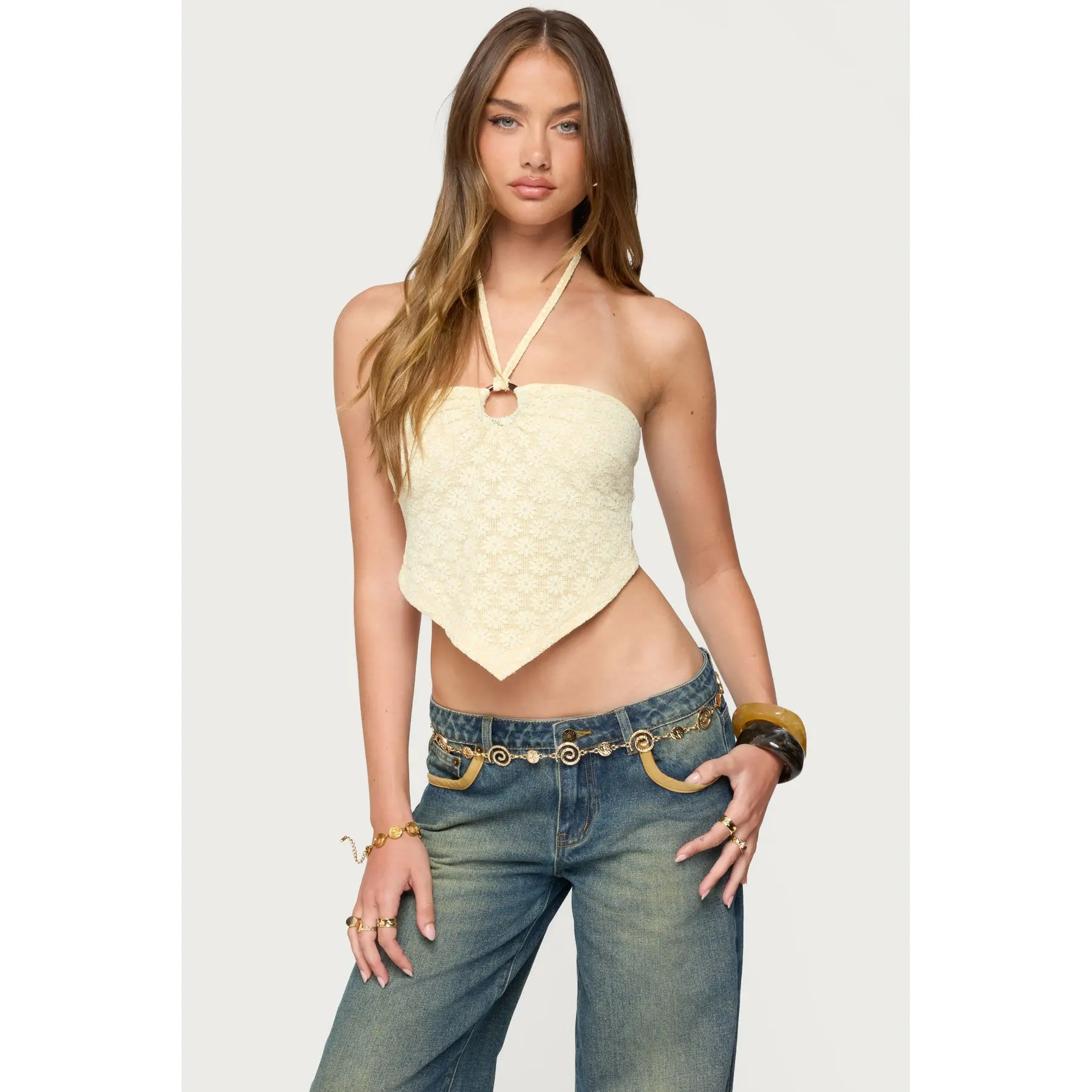 Alana Floral Handkerchief Halter Top