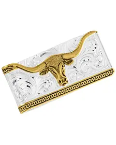 Montana Silversmiths Unisex Two-Tone Carved Longhorn Money Clip - Mcl5235