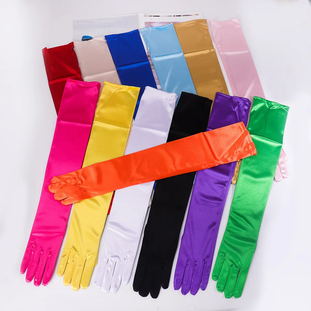 Women's Evening Gloves, Extra-Long Stretch Satin Vintage Style for Party, Wedding & Burlesque Performances, Bridal, Elegant, Banquets