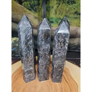 1ea Arfvedsonite Garnet Blue Flashes Crystal Point Tower Polished 1.5- 1.90lbs Chakra Energy Stone