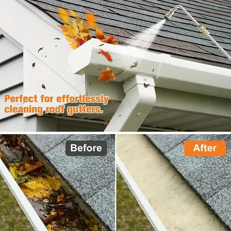 Pressure Washer Extension Wand 10 Pack, Power Washer Lance With 5 Atomization Nozzle Tips & 1 Curved Gutter Cleaner Rod, Pressure Washer Gun Not Included, For Gutter Roof Drainage Walls Cleaning #Summervibes，homeessentials