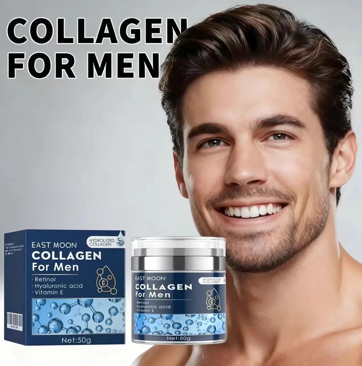 East Moon Men's Face Cream  FirmingSkin Facial Care Moisturizing Lift Cream SkincareComfort Hyaluronic Hydrating Moisture collagen moisturizer creme anti-aging hydrate crema para hombres