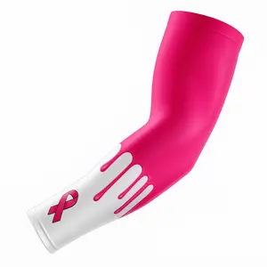 Sports Compression Arm Sleeve Pink Ribbon Cancer Awareness Paint Drip Moisture Wicking UV Protection Stretch Fit for Baseball Football Basketball Running Cycling