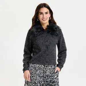 Women's Faux Fur Cardigan - A New Day