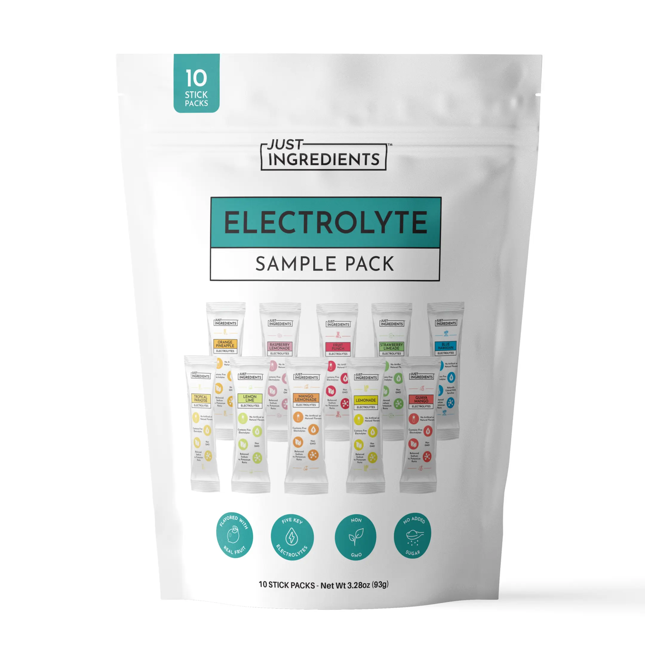 Just Ingredients Electrolyte Sample Pack - Drink Mix - Coconut Water, Sea Salt, Trace Minerals - Drink - Hydration