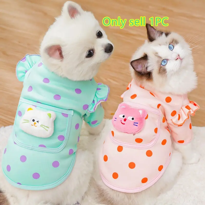 Pet Dog Clothes Spring Fall Shirt, Breathable Teddy Cat Poodle Puppy Medium Small Dogs Cats, Comfortable Pet Apparel Clothing for Seasonal Wear