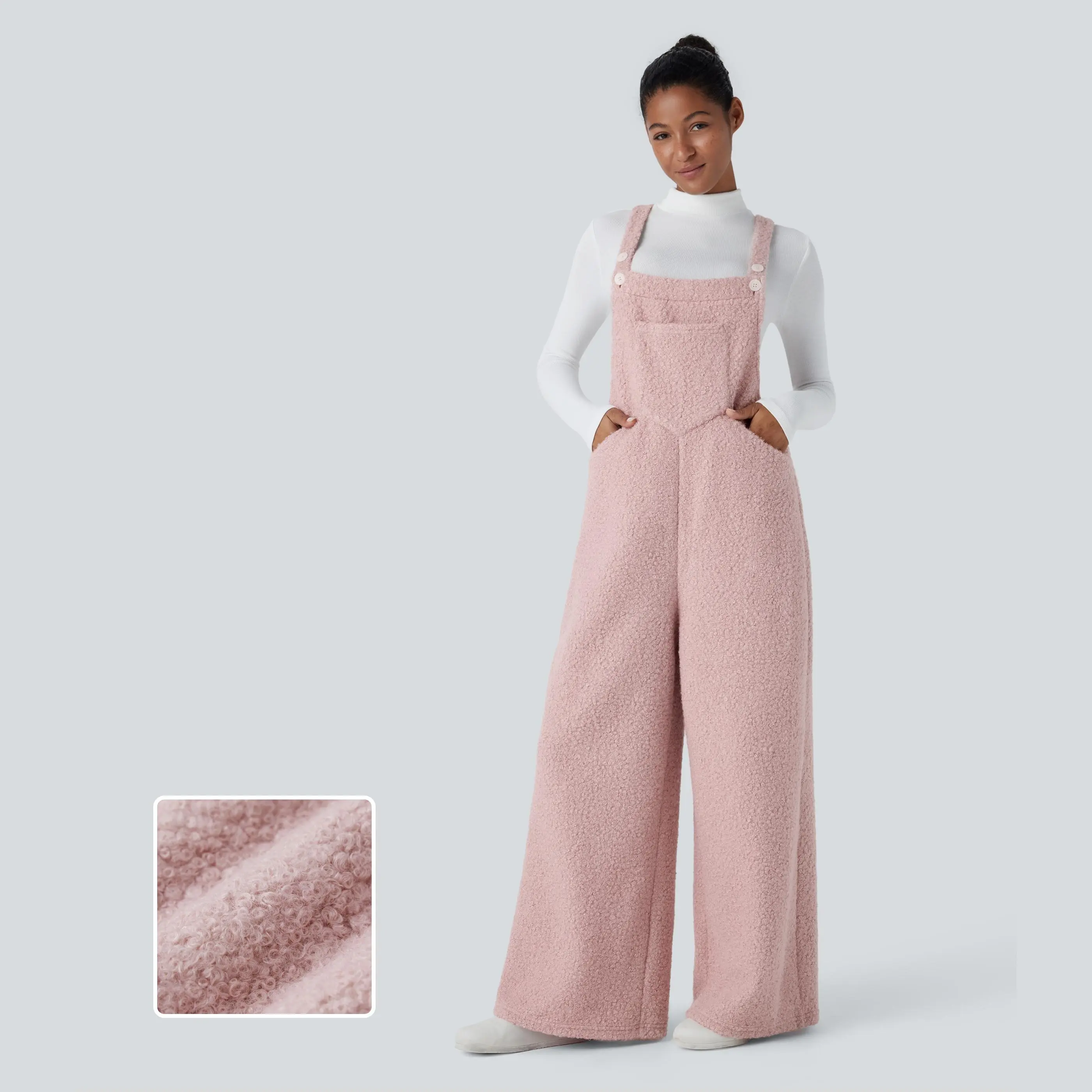 Halara Pockets Casual Teddy Overalls