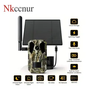 Nkccnur 4G Trail Camera IPX5 Waterproof Solar HD Video with Tree Stand Audio & Motion Alerts for Smartphone App Control