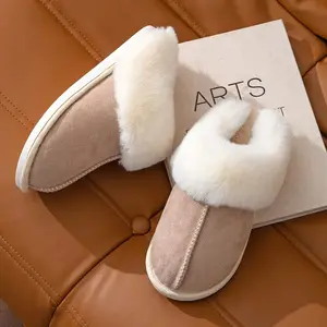 Women's Winter Fur Slippers Suede Fluffy Faux Fur Memory Foam Cushion, Indoor and Outdoor Springfresh