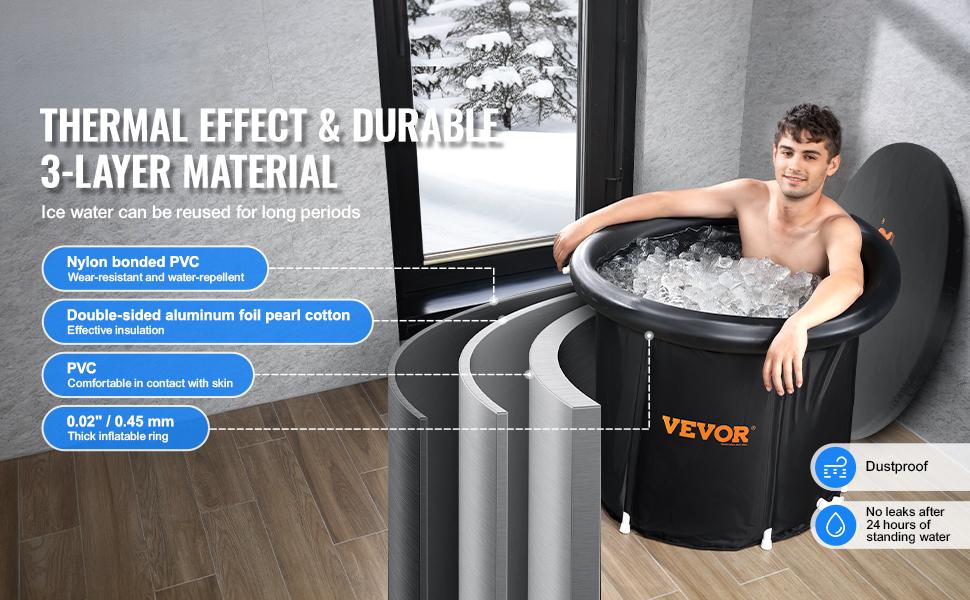 VEVOR Ice Bath Tub, Summervibes,Summervibes, Cold Water Therapy Plunge Tub for Athletes, Portable Outdoor Ice Barrel Plunge Pool for Recovery, Max. 98 Gal Inflatable Folding Bathtub with Cover, Home Ice Pod for Adult VEVOR Ice Bath Tub, Summervibes,Summervibes, Cold Water Therapy Plunge Tub for Athletes, Portable Outdoor Ice Barrel Plunge Pool for Recovery, Max. 98 Gal Inflatable Folding Bathtub with Cover, Home Ice Pod for Adult