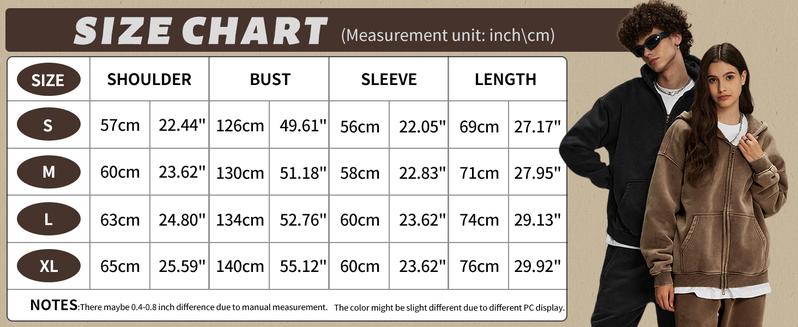 Gihuo Mens Oversized Zip Up Hoodies Jackets Fleece Vintage Acid Wash Cotton Heavyweight Distressed Sweatshirt