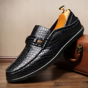 Men's large-size business casual loafers, suitable for daily and casual wear, low top, round head, simple on-and-off design, anti-slip wear-resistant rubber sole 25328