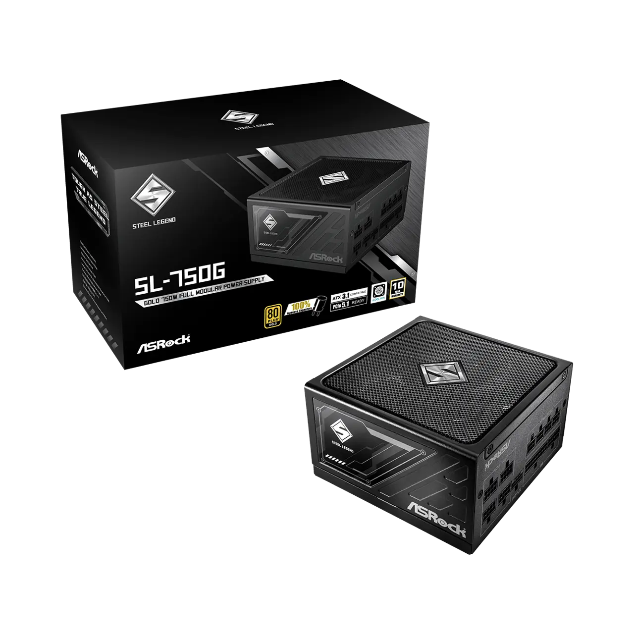 ASRock SL-750G 750 W ATX3.1 & PCIe5.1 80 PLUS GOLD Certified Full Modular Power Supply