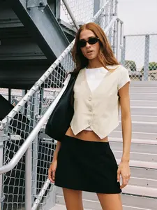 Gigi Skort for Women, Low Rise Skirt with Built-In Shorts, Side Split Detail, Back Zip Closure, Fully Lined Non-Stretch Cotton