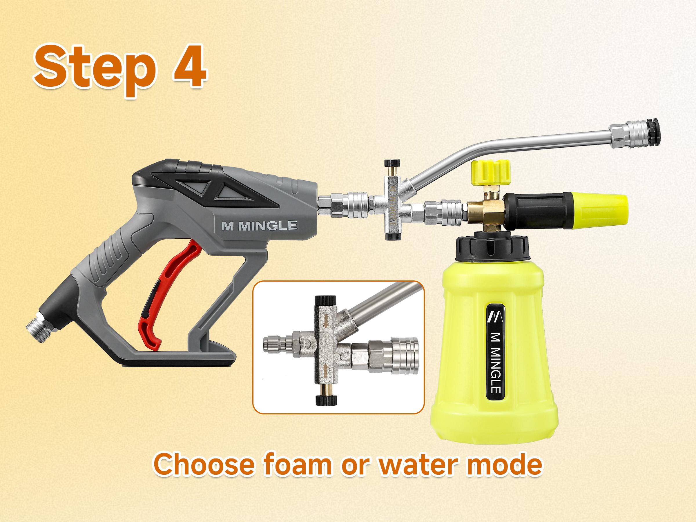 M MINGLE Pressure Washer Snow Foam Lance 1L 4000 PSI MAX 1/4" Quick Connector Adjustable Spray Nozzle for Car Wash, Motorcycle Detailing