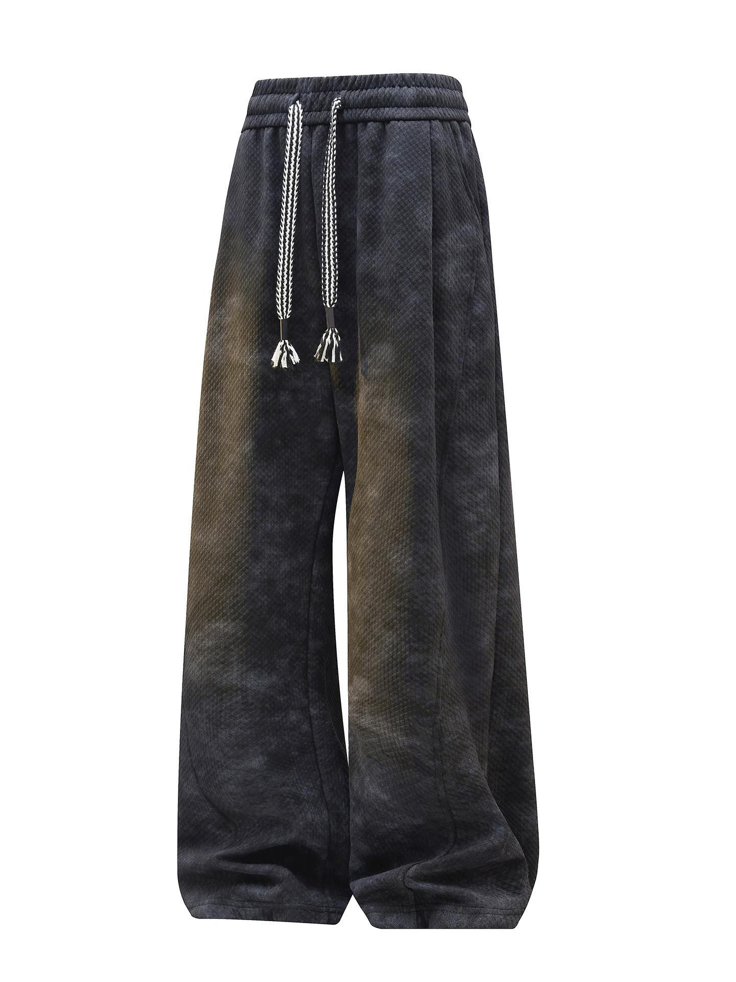Men's Tie Dye Polyester Knit Joggers - Loose-Fit Athleisure Streetwear Track Pants with Elastic Drawstring Waist, Comfy Men's Clothing