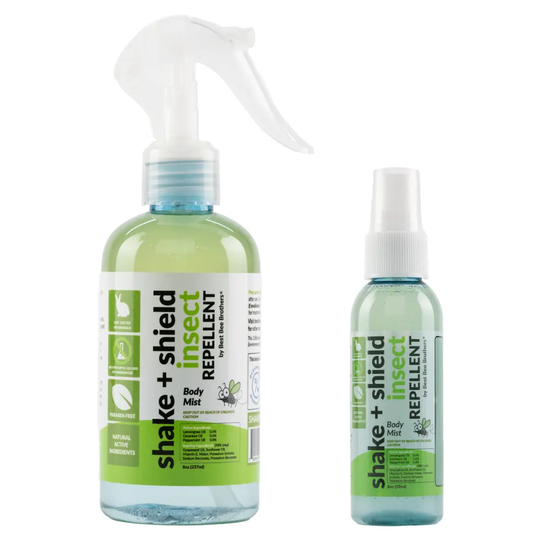 Shake + Shield Insect Mosquito and Tick Repellent Body Mist All Natural Active Ingredients, Best Bee Brothers