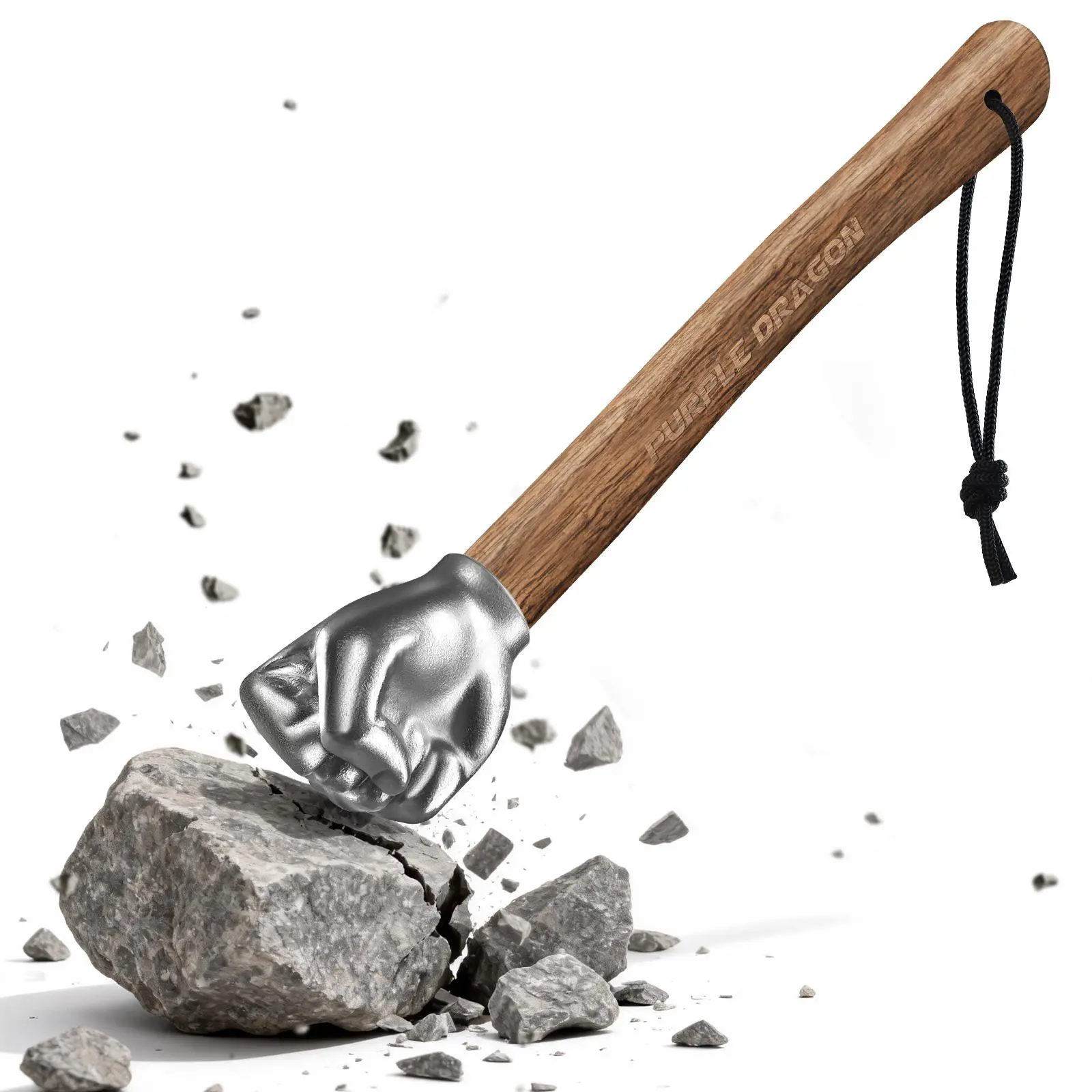 Purple Dragon Stainless Steel Fist-Shaped Hammer - Rust-Resistant Steel Head, Lightweight Metal Tool with Wooden Handle, Efficient Strikes, Suitable for Construction, Home Use, Christmas Gift for Boyfriend