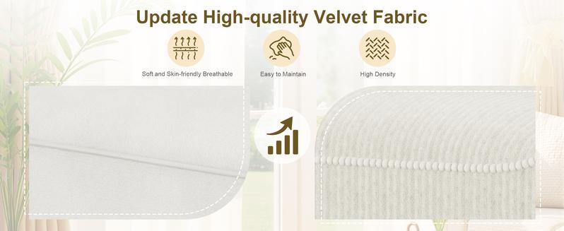 Walsunny Chaise Lounge, 48" Small Modern Loveseat Sofa Couch, Modular luxury Linen Fabric Settee Daybed Furniture with Back Cushions for Living Room, Apartment, Beige