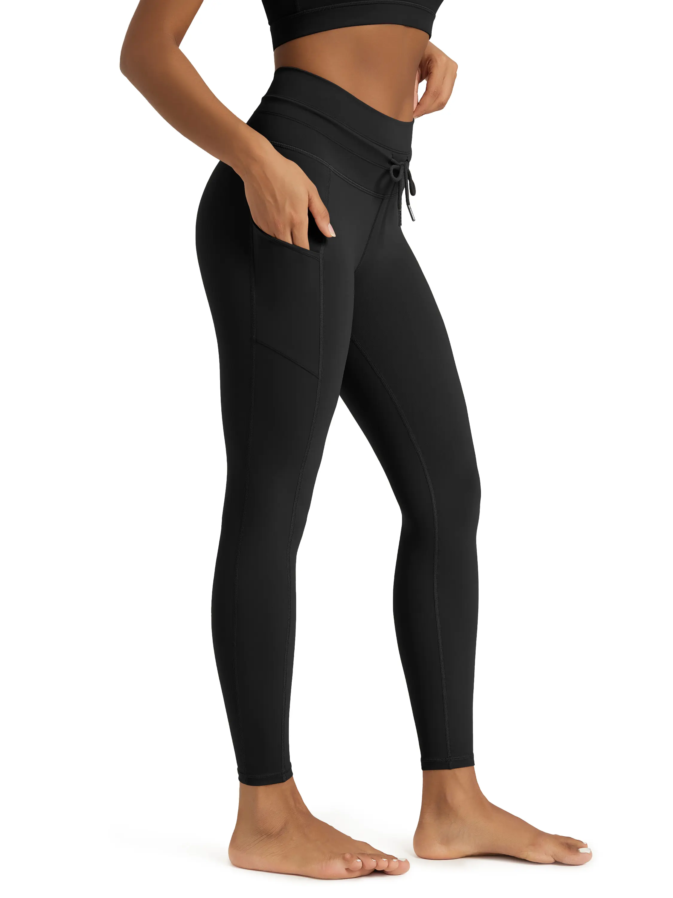 ODODOS Women's High Waist Activewear Leggings, Brushed Compression Yoga Pants with Pockets & Drawstring for Gym, 25"/28", Activewear For Fitness, Leggings Women, Athleisure Wear, Fitted, Gym Ootd, Athletic Leggings, High Waist Leggings