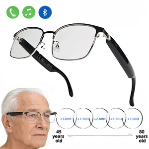 VUB Music Reading Glasses are Bluetooth audio smart reading glasses featuring blue light blocking lenses, a metal frame, surround sound, and a wireless microphone.
