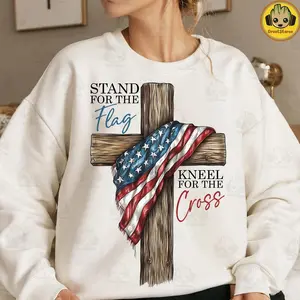 Dreamship American Flag Cross Christian 4th Of July Faith Love Freedom Unisex T-Shirt 100% Cotton Soft Breathable High-Quality Printing Technology