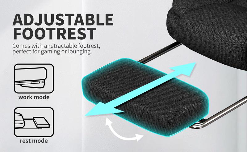 SITMOD Fabric Office Task Chair- Computer Ergonomic Desk Chair- High Back Executive Chairs Height Adjustable with Footrest Lumbar, 360° Swivel Gaming Office Desk Chair with Flip-up Armrest for Adult