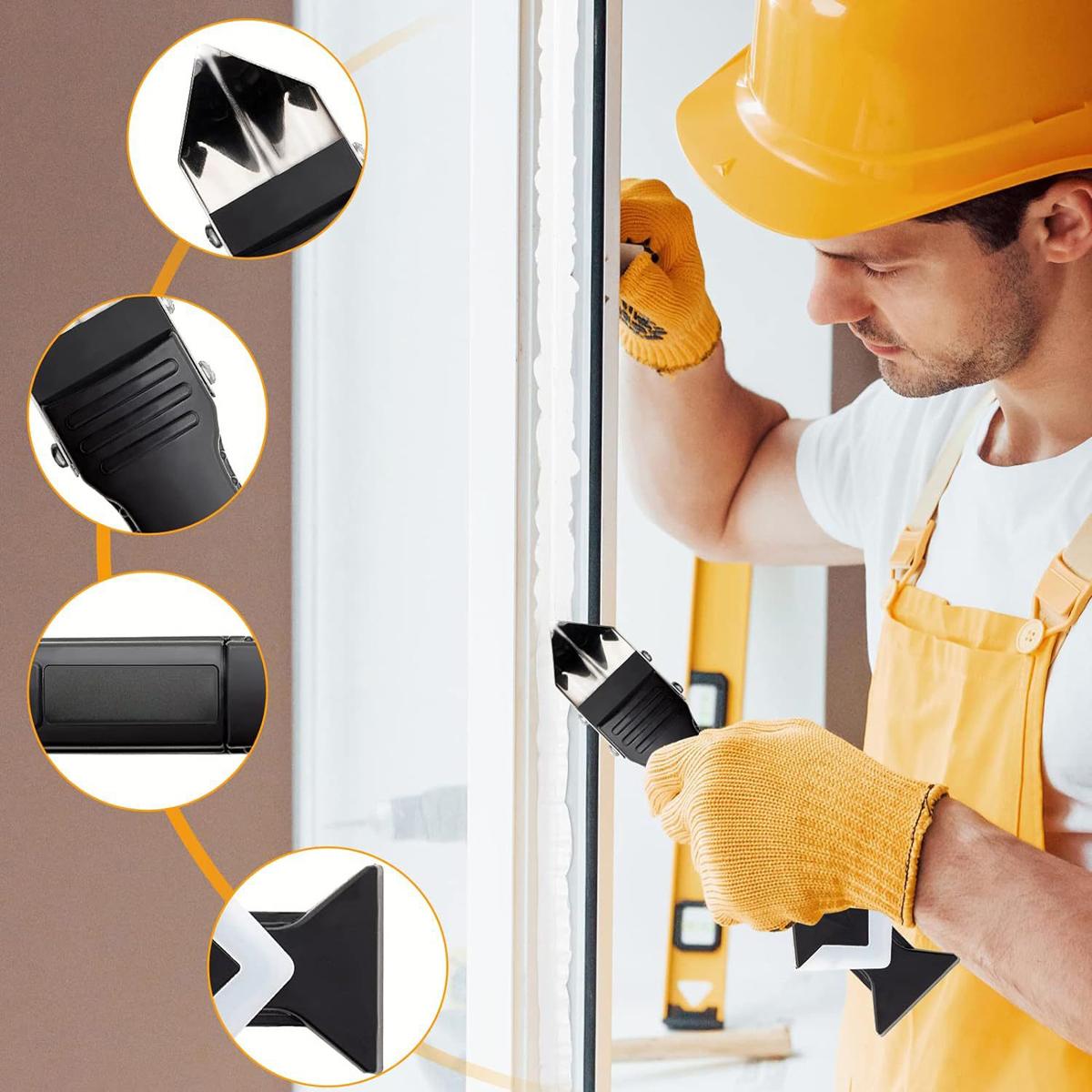 3 in 1 Silicone Caulking Tools(Stainless Steelhead), Sealant Finishing Tool Grout Scraper, Reuse and Replace 4 Silicone Pads, Great Tools for Kitchen Bathroom Window, Sink Joint, caulk remover tool 3 in 1 caulking finishing tools 3 in 1 Silicone Caulking Tools(Stainless Steelhead), Sealant Finishing Tool Grout Scraper, Reuse and Replace 4 Silicone Pads, Great Tools for Kitchen Bathroom Window, Sink Joint, caulk remover tool 3 in 1 caulking finishing tools