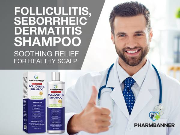 PHARMBANNER Anti-Fungal Shampoo – Relief for Folliculitis, Seborrheic Dermatitis & Scalp Psoriasis | Soothes Itchy, Dry Scalp | 8.4 oz
