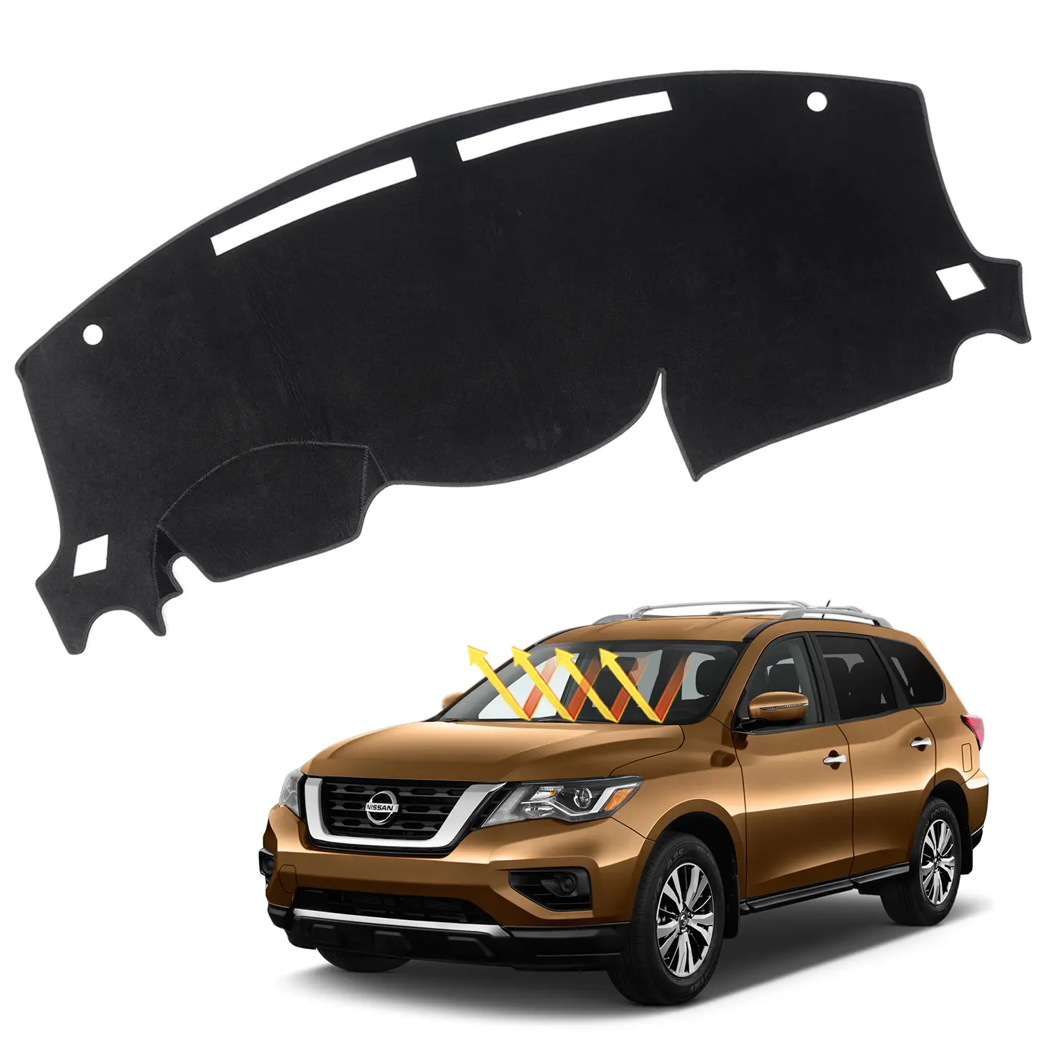 Canvcle Custom Fit Polyester Dashboard Mat for Nissan Pathfinder 2013-2020, Non-Slip Carpet, Heat Shield, UV Protection, Glare Reducer, Blocks Scratches, Easy Installation, Extreme Weather Car Interior Accessory, Synthetic, Dashboard Cover, Magic Sticker,