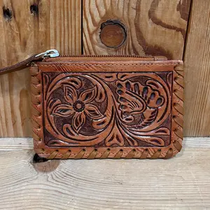 Cowhide & Tooled Leather Credit Card Wallet!