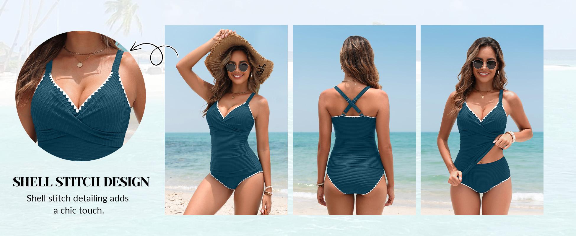 Daci Women's Tankini Swimsuits - Tummy Control Bathing Suits Two Piece Ribbed Twist 2026 Swimwear with High Waisted Bottom