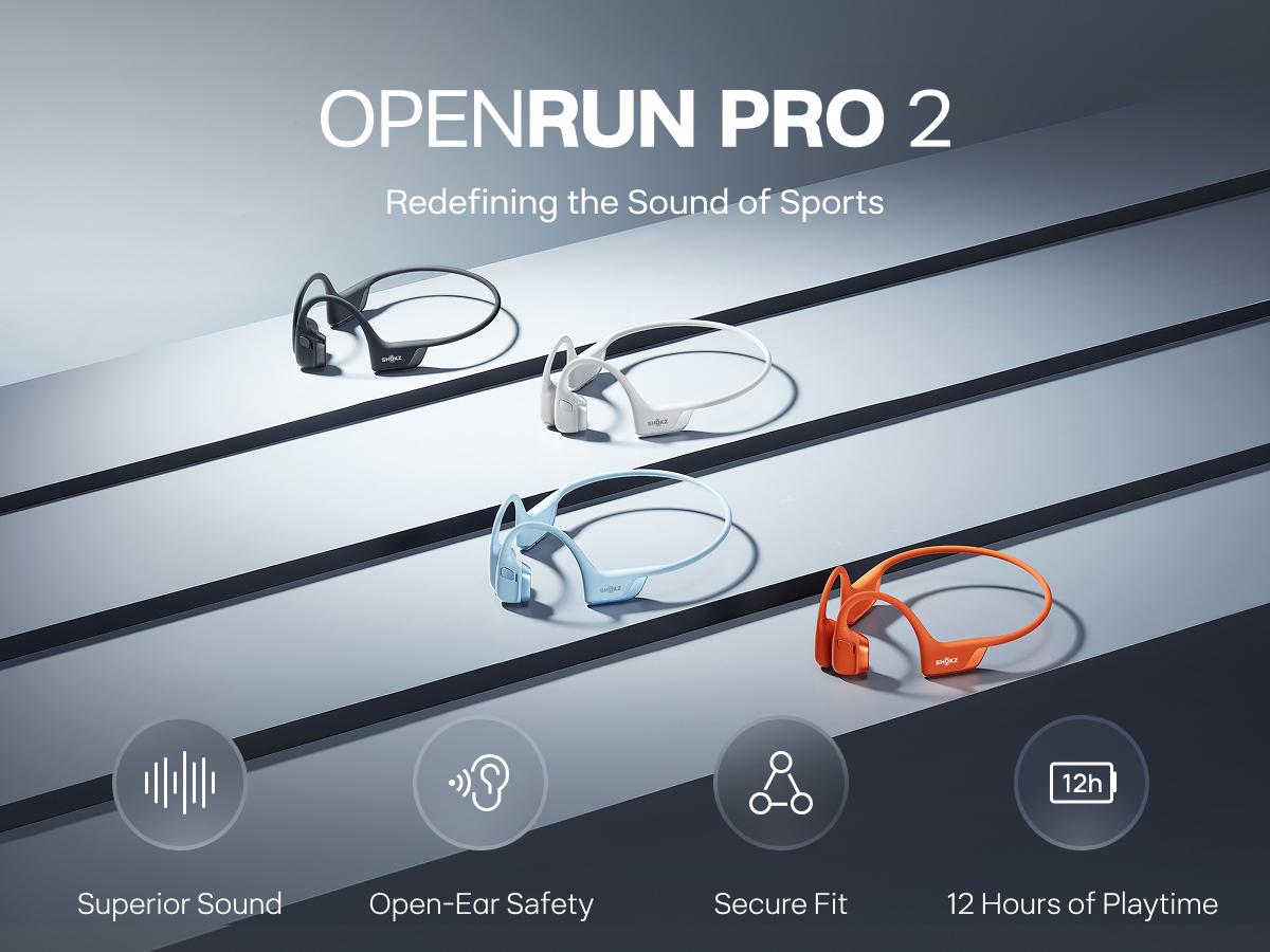 SHOKZ OpenRun Pro 2 High Quality Headphones - Open Ear Earphones with Bone Conduction Tech, Sweat-Resistant Sports Headset for Workouts, Deep Bass Audio & Smart Mic, Gym,back to school,back to school haul