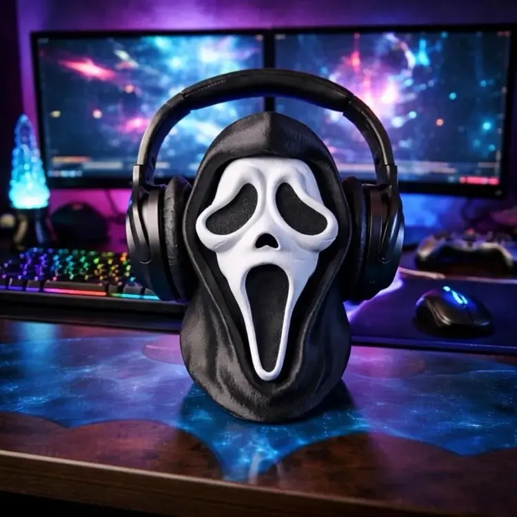 Ghostface Headphone Mount and Decor - Unique Gaming Accessory for PS5, Nintendo, Xbox,and PC - Perfect for Enhancing Your Gaming Setup