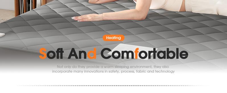 【VALUXE】 Electric Heated Mattress Pad with Dual Control, 10 Heat Settings & 1–12H Auto Shut-Off, Bed Warmer Fits 8–21" Deep Pockets, Machine Washable