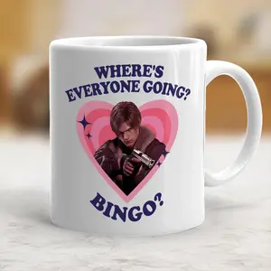 Leon Kennedy Where's Everyone Going? Bingo? Mug, Leon Kennedy Accent mug, Leon Kennedy RE9 Mug - vdg10029
