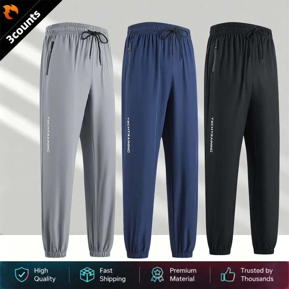 All-season casual athletic jogger pants for men, TECHTRAINING series — quick-drying, breathable, loose fit with tapered cuffs, elastic waistband, drawstring, Polyester Clothes, Men's Clothing summervibes, backtoschool