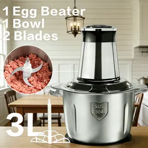 Electric Meat Grinder Food Processor | 3L Stainless Steel Bowl | 12-Cup Capacity | 2-Blade Food Chopper for Meat, Vegetables, Fruits, Nuts & Baby Food