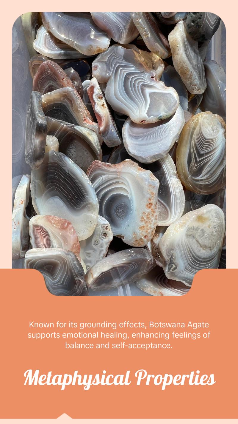 Botswana Agate Stone Slice (Size: 0.75" -4") Grade A Botswana Agate Crystal Slab - Botswana Agate Crystal Slice